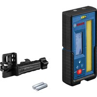 Bosch LR 45 Professional Laser Receiver, black and blue with digital display, red buttons, and mounting bracket.