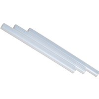 Clear cylindrical Bostik glue sticks, 11mm diameter, smooth surface, arranged parallel in a bundle.