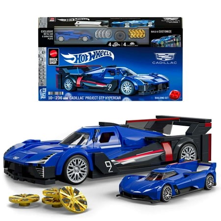 Hot Wheels Mattel Brick Shop Hot Wheels Cadillac Project GTP Hypercar Building Toy Kit (236 Pieces) for Collectors