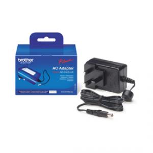 Black Brother AC adapter with a compact design, featuring a three-prong plug, attached power cord, and packaged in a blue and white box labeled with product details.