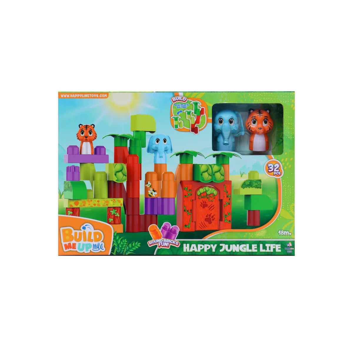 Build Me Up 32 Piece Maxi Happy Jungle Life Building Bricks Playset - image 2