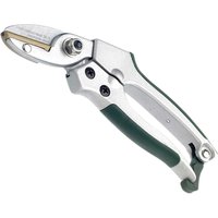 Bulldog BD3152 Premier Anvil Secateurs with silver blade, green and silver ergonomic handle, and locking mechanism.