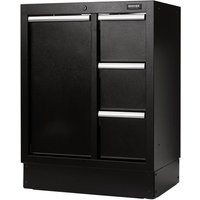 Black Bunker 4 Drawer Modular Power Tool Storage Base Cabinet with sleek handles and sturdy design.