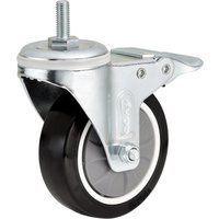 Bunker Castor Wheel Kit with black rubber wheel, silver metal frame, and attached threaded stem for base units.