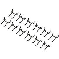 Black Bunker Double Pegboard Storage Hooks with curved ends, arranged in rows.