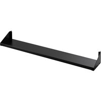 Black Bunker Long Pegboard Shelf with sleek, minimalist design and angled end brackets for wall mounting.