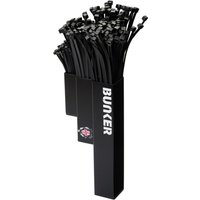 Black Bunker Magnetic Cable Tie Holder with multiple black cable ties, featuring a sleek rectangular design and logo.