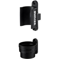 Black Bunker magnetic grease gun holder with drip tray, featuring a sleek design and bold white logo.