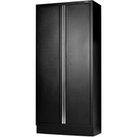 Black Bunker Modular tall cabinet with two doors, four drawers, and sleek vertical handles.