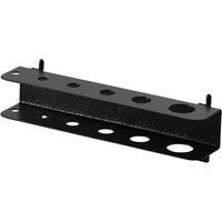 Black Bunker pegboard tool rack with six circular holders and textured metal finish.