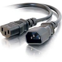 Black C2G 1.2m 16AWG power extension cord with IEC320 C13 and IEC connectors, smooth finish.