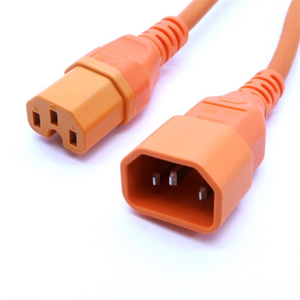 Cablenet 1m IEC C14 - IEC C15 Hot Condition Orange H05RR-F 1.0mm Power - image 2
