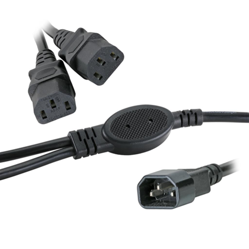Cablenet 2.5m IEC C14 - 2 x IEC C13 0.5m Legs Black PVC Power Leads - image 2