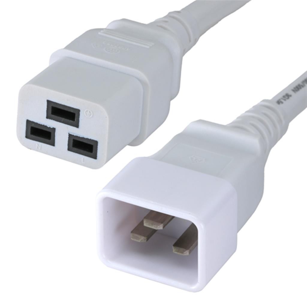 Cablenet 2.5m IEC C20 - IEC C19 White PVC 1.5mm Power Leads - image 2