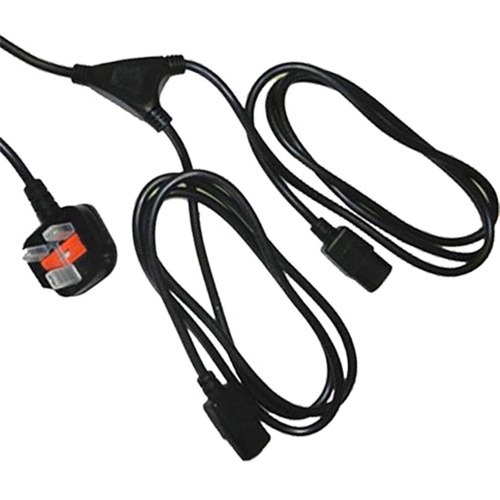 Cablenet 2.5m UK (13 Amp) - 2 x IEC C13 0.5m Legs Black PVC Power Lead - image 2
