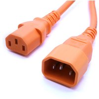 Orange 2m Cablenet power lead with IEC C14 and IEC C13 connectors, 1.0mm PVC cable.