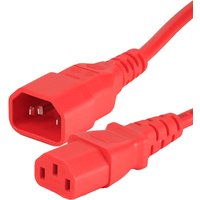 Red Cablenet 2m power lead with IEC C14 to IEC C13 connectors, 0.75mm PVC cable.