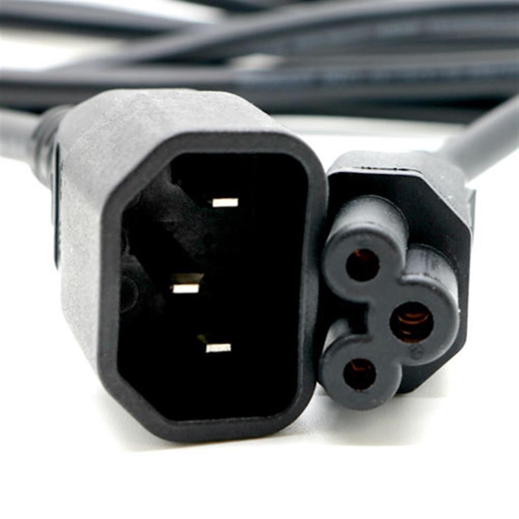 Cablenet 2m IEC C14 - IEC C5 Cloverleaf Black PVC 0.75mm Power Leads - image 2