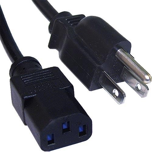 Black PVC power lead featuring a 2m length, with a 3-pin USA plug on one end and an IEC C13 connector on the other, designed for reliable electrical connections.