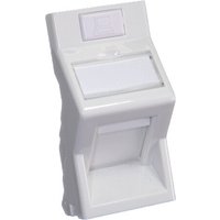 White Cablenet angled shutter for keystone jack, 25mm x 50mm, with rectangular opening and smooth finish.
