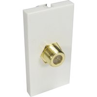 White Cables Direct AV-MOD1FCONN TV socket-outlet with gold coaxial connector on rectangular faceplate.