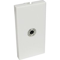 White Cables Direct AV-MOD3TRS socket-outlet with 3.5 mm audio jack centered on a rectangular panel.