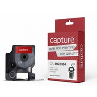 Black on white Capture CA-1978364 label-making tape with red and white packaging, high-quality printing.