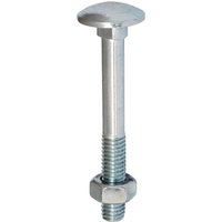 Zinc-plated Timco coach bolt with round head and threaded shaft, paired with a hex nut.