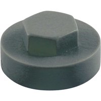 Gray hexagon screw cover cap, 5/16" x 19mm, with smooth finish and raised hexagonal center by Timco.