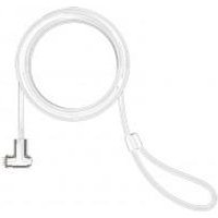 White Compulocks T-bar security keyed cable lock with looped end and T-shaped locking mechanism.