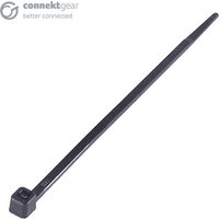Black plastic cable tie, 300 x 4.8mm, with high tensile strength, pack of 100, by CONNEkT Gear.