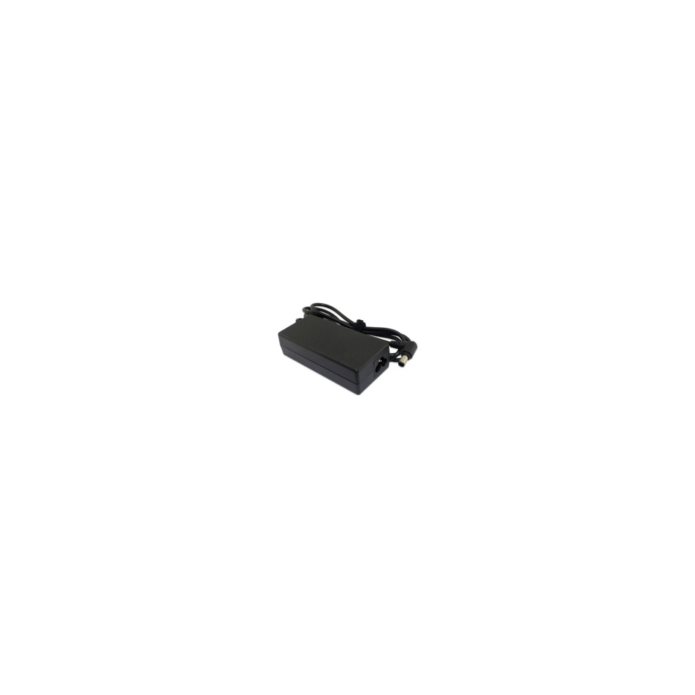 Black CoreParts MBA50146 power adapter/inverter with a compact design, featuring a power input cable and a sleek, matte finish, rated at 65 W for indoor use.