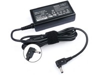 Black CoreParts MBA50157 power adapter/inverter with a 65W output, featuring a long cable and a right-angle connector for easy indoor use.