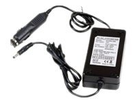 Black CoreParts MBC1042 power adapter/inverter with a 90 W capacity, featuring a rectangular body, multiple cables, and a car cigarette lighter connector.