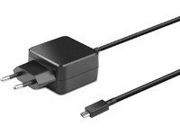 Black CoreParts MSPT2121 power adapter/inverter with a compact design, featuring a two-prong plug and a micro USB connector, suitable for indoor use, rated at 15 W.