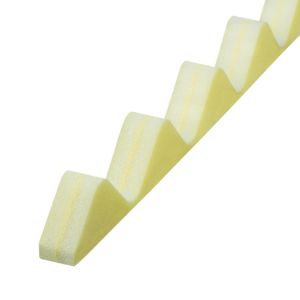 Yellow corrugated bitumen foam eaves filler in a zigzag shape, designed for insulation, presented in a pack of four pieces.