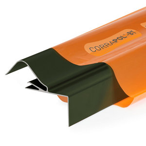 Corrapol-BT Rigid Rock N Lock Side Flashing, 3m long, featuring a green finish with a sleek, rigid design, made from durable material for effective weatherproofing.