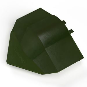 Green Corrapol-bt Super Ridge Endcap made of durable material, featuring a unique angular design and two attachment points for secure fitting.