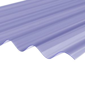 Translucent purple PVC sheet with a wavy corrugated design, measuring 950 x 2000mm, suitable for DIY projects.