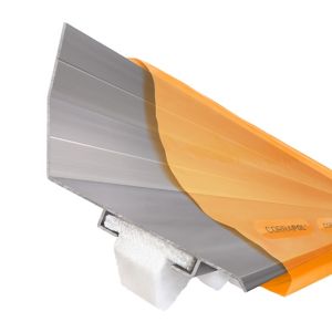 Corrapol Wall Top Flashing in a 3M length features a sleek orange and silver design, made from durable materials, with a textured surface for effective water drainage.