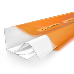 Corrapol Rock N Lock Side Wall Bar in white, 6 meters long, featuring a durable plastic construction with a curved edge for secure fitting and weather resistance.