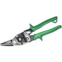 Green-handled Crescent Wiss® M2R Metalmaster® snips with silver blades for right hand and straight cuts.