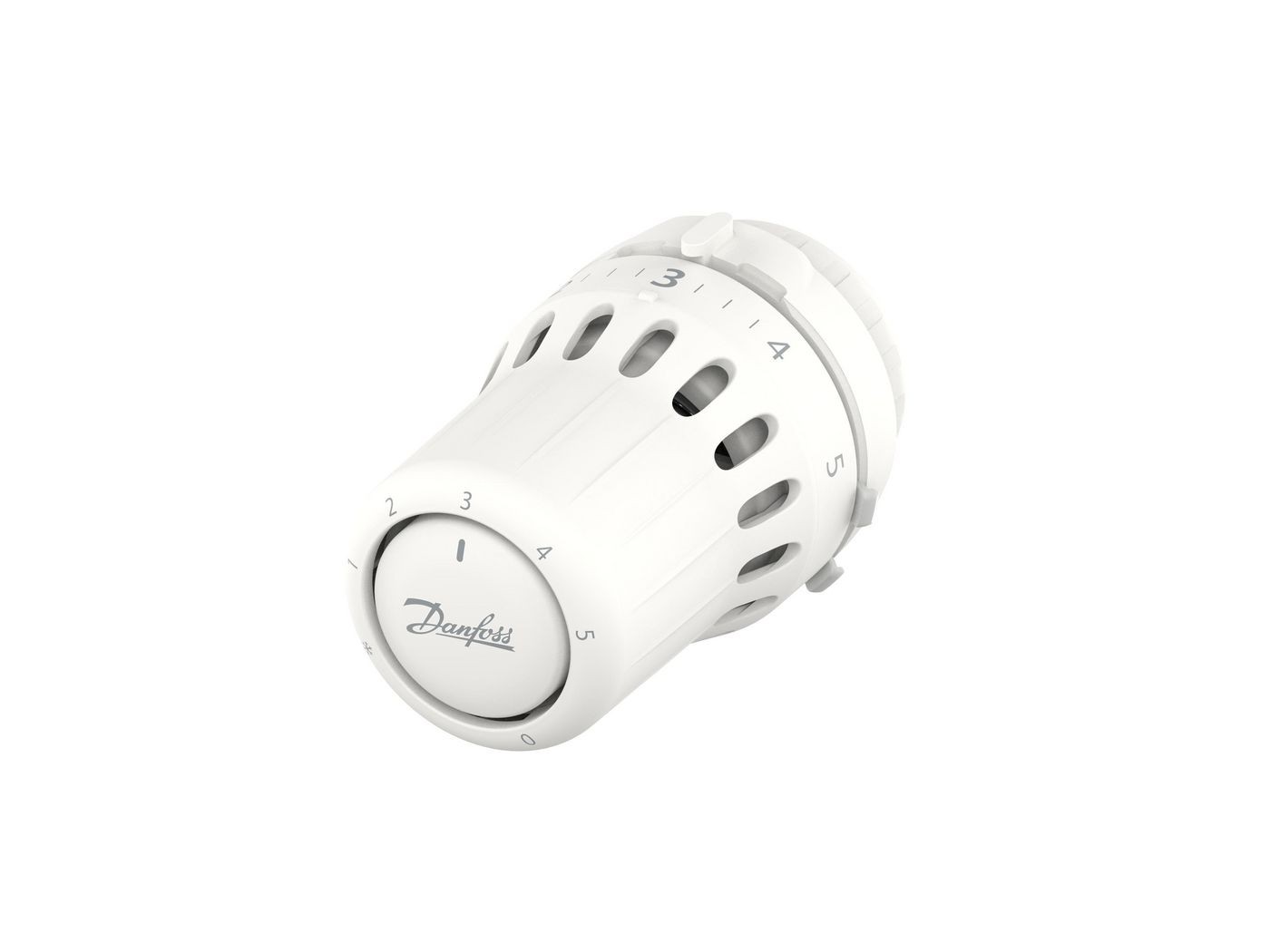 White Danfoss Rec Hermosic Sensor with a rounded design, featuring numbered settings from 1 to 5 and a prominent Danfoss logo on the front.