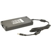 Black Dell 240W power adapter with rectangular shape, attached cable, and visible label on top.