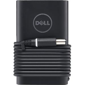 Black Dell 332-1831 power adapter with a coiled cable, featuring the Dell logo on the front, designed for indoor use with a power output of 65 W.
