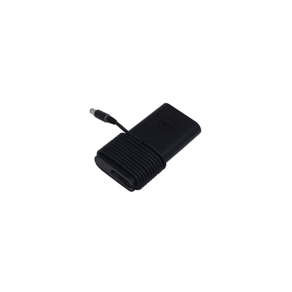 Black DELL 450-19035 power adapter with a compact design, featuring a textured surface, a single output connector, and a 90 W power rating.