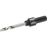 Dewalt 12.7mm shank arbor with black hexagonal base and silver pilot drill bit for 14mm-30mm hole saws.