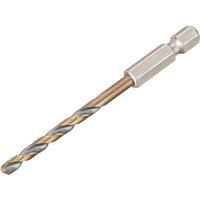 Black and gold DeWalt hex HSS-G drill bit, 4.0mm, with a spiral flute and hexagonal shank.