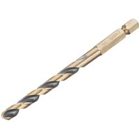Black and gold DeWalt hex HSS-G drill bit, 6.0mm, with spiral flutes and hexagonal shank.