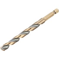 Black and gold Dewalt hex HSS-G drill bit, 8.5mm, with spiral flutes and hexagonal shank.